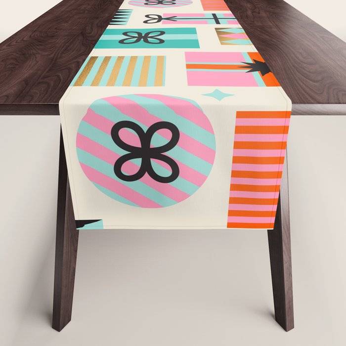 Retro Geometric Christmas gift Pattern 2 Table Runner Gallery Image 1