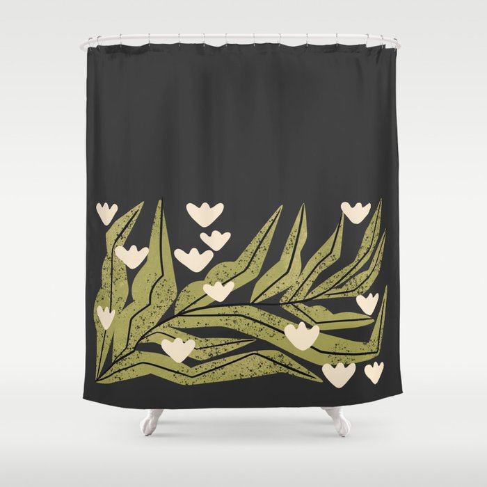 Reaching Tulips (Charcoal) Shower Curtain Gallery Image 1
