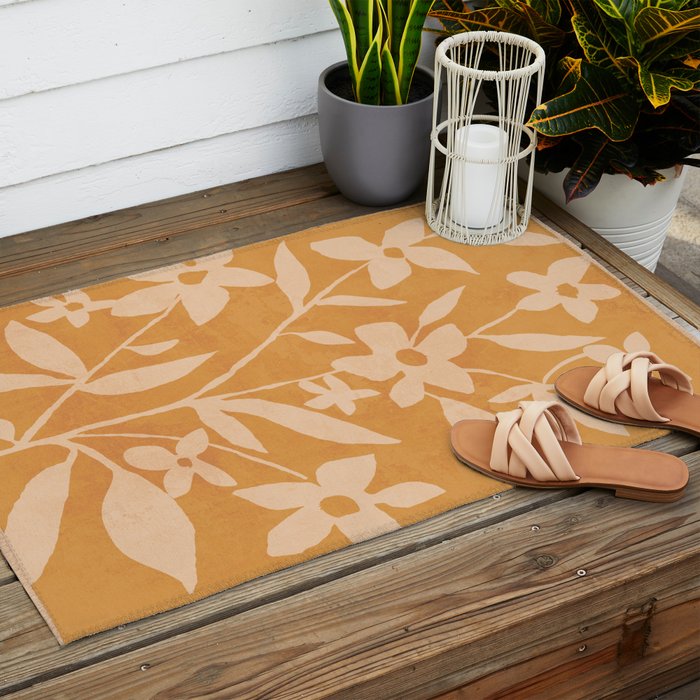 Abstract Minimal Flowers 14 Outdoor Rug Gallery Image 2
