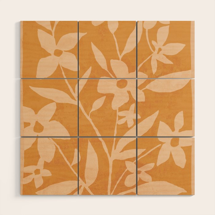 Abstract Minimal Flowers 14 Wood Wall Art Gallery Image 1