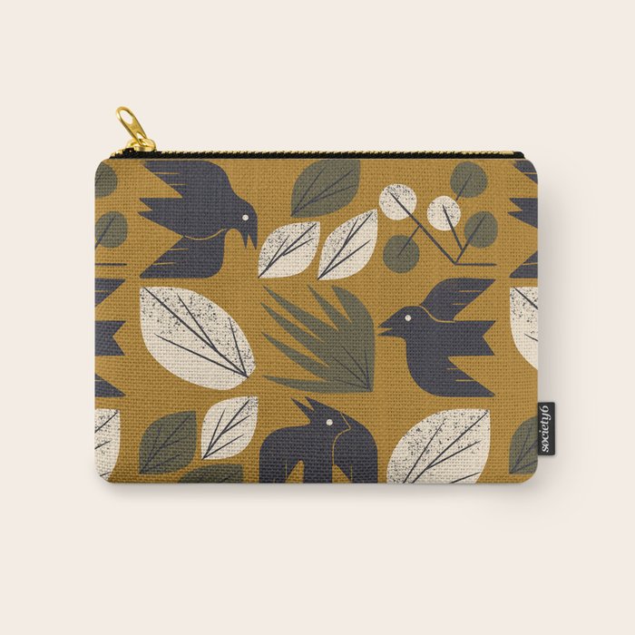 Birds and Leaves Grid Carry All Pouch Gallery Image 1