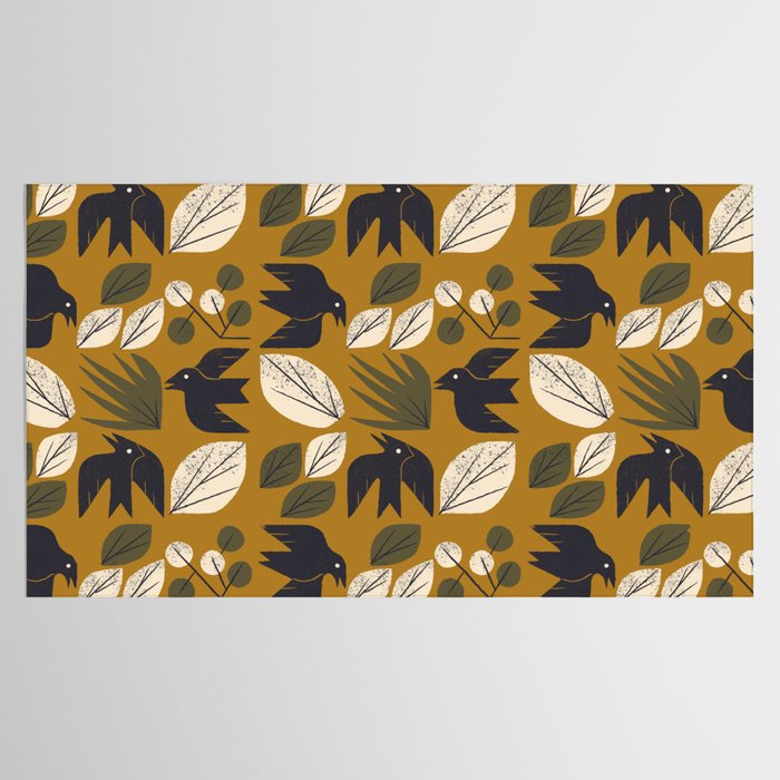 Birds and Leaves Grid Tablecloth Gallery Image 2