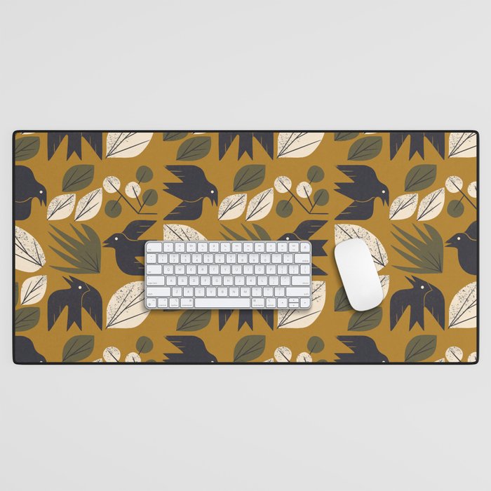 Birds and Leaves Grid Desk Mat Gallery Image 1