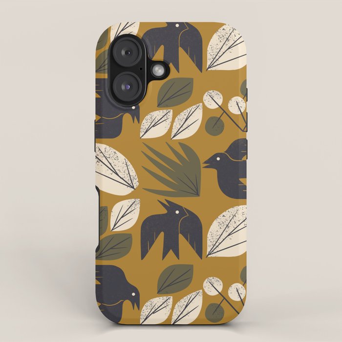 Birds and Leaves Grid iPhone Case Gallery Image 1