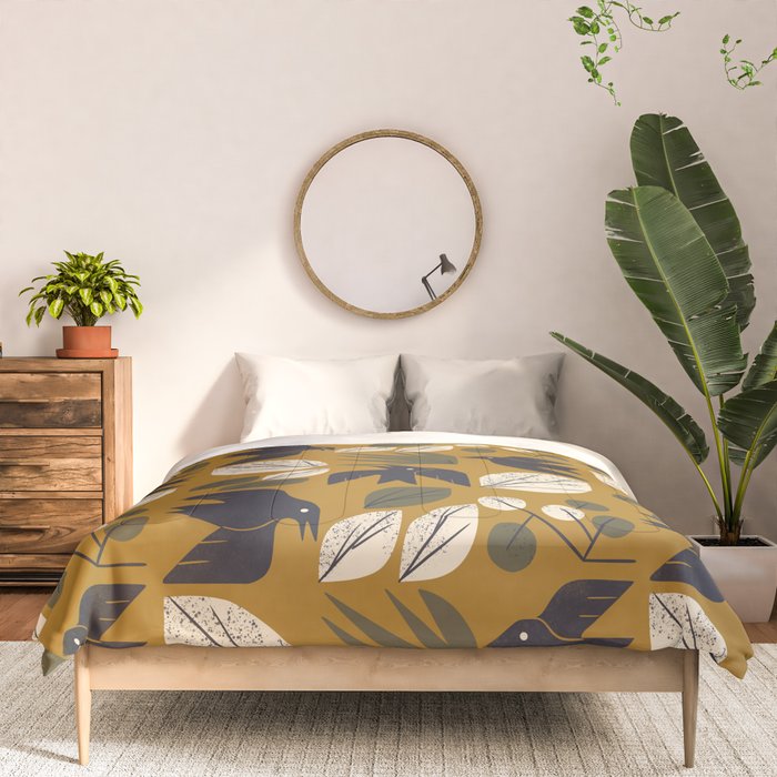 Birds and Leaves Grid Comforter Gallery Image 3