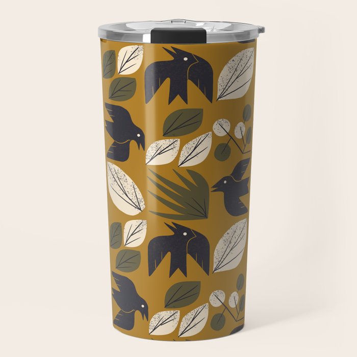 Birds and Leaves Grid Travel Mug Gallery Image 1