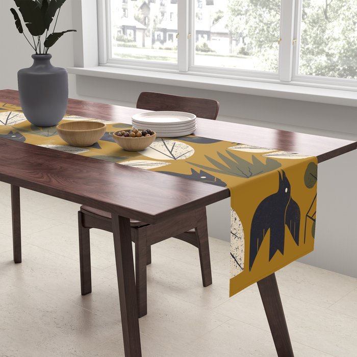 Birds and Leaves Grid Table Runner Gallery Image 2