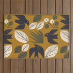 Birds and Leaves Grid Outdoor Rug Gallery Image 1