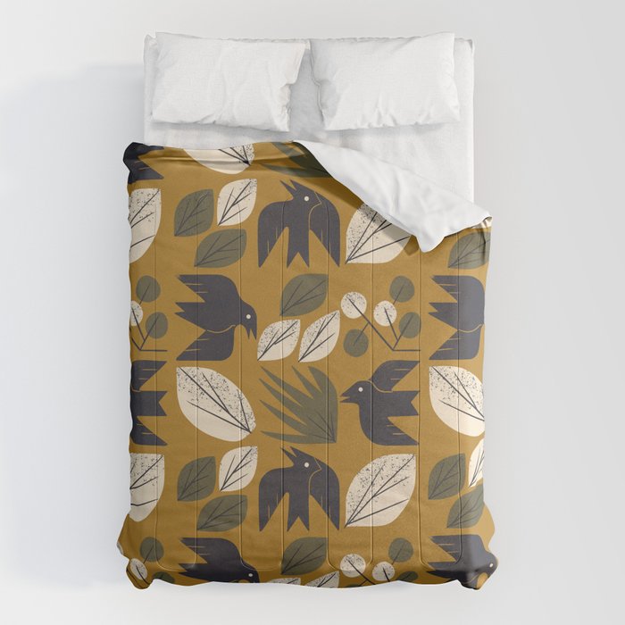 Birds and Leaves Grid Comforter Gallery Image 1