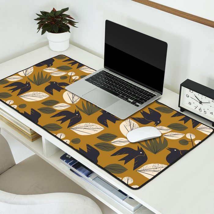 Birds and Leaves Grid Desk Mat Gallery Image 2