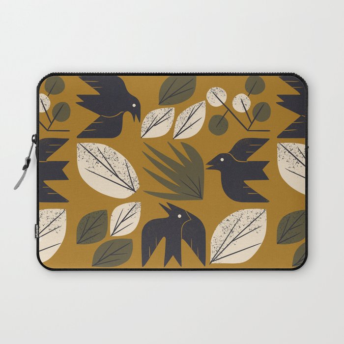 Birds and Leaves Grid Laptop Sleeve Gallery Image 1