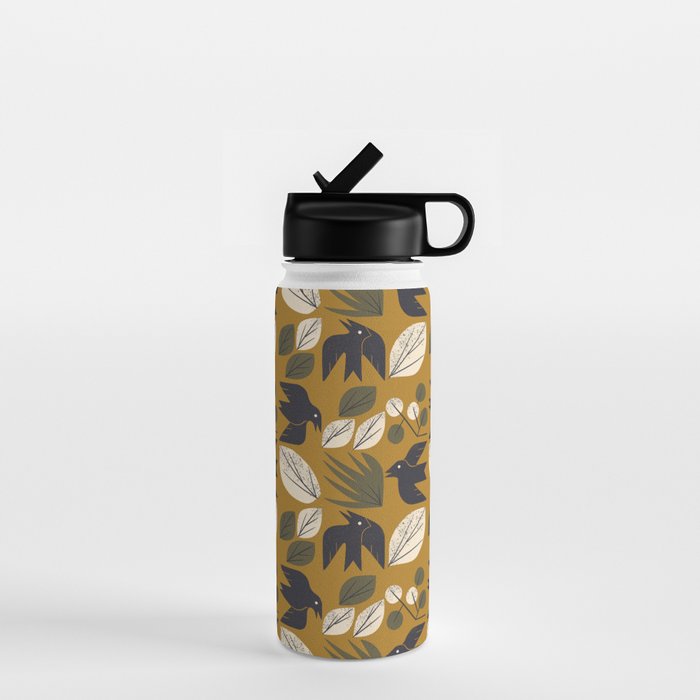 Birds and Leaves Grid Water Bottle Gallery Image 1