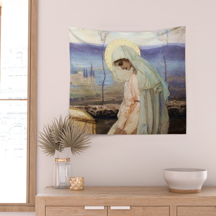 âThe Virgin Maryâ by Mikhail Nesterov Wall Tapestry Gallery Image 2