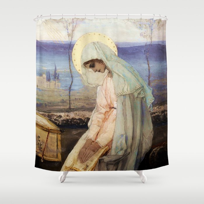 âThe Virgin Maryâ by Mikhail Nesterov Shower Curtain Gallery Image 1