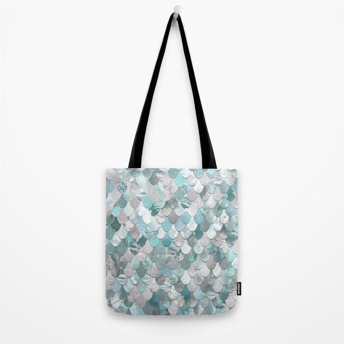 Mermaid Aqua and Grey Tote Bag Gallery Image 2