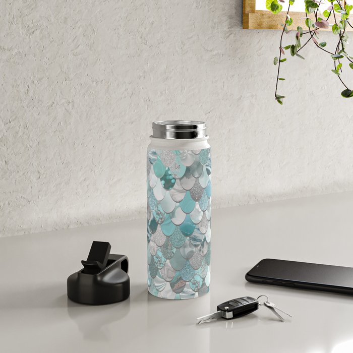 Mermaid Aqua and Grey Water Bottle Gallery Image 5