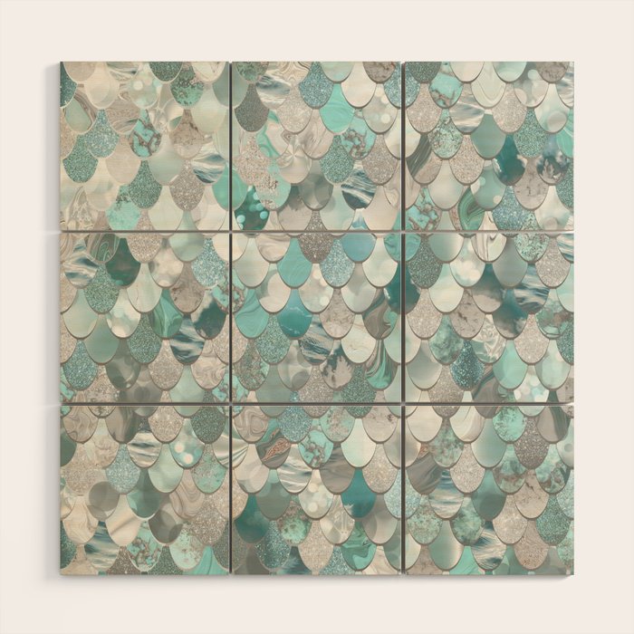 Mermaid Aqua and Grey Wood Wall Art Gallery Image 1