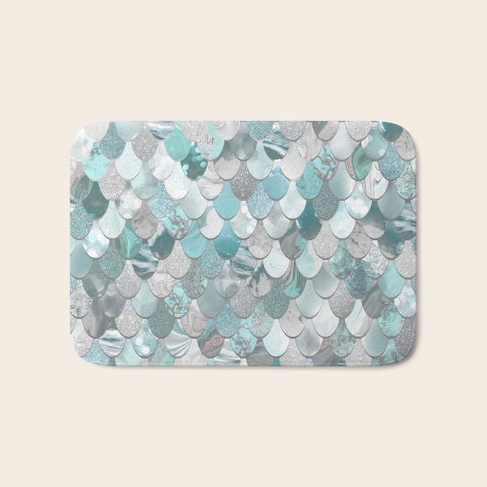 Mermaid Aqua and Grey Bath Mat Gallery Image 1