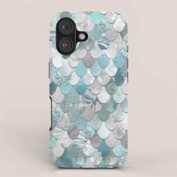 Mermaid Aqua and Grey iPhone Case Gallery Image 1