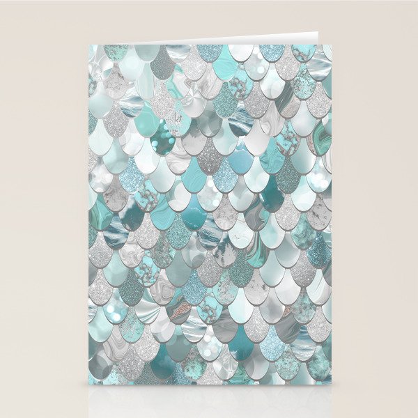 Mermaid Aqua and Grey Stationery Card Gallery Image 2