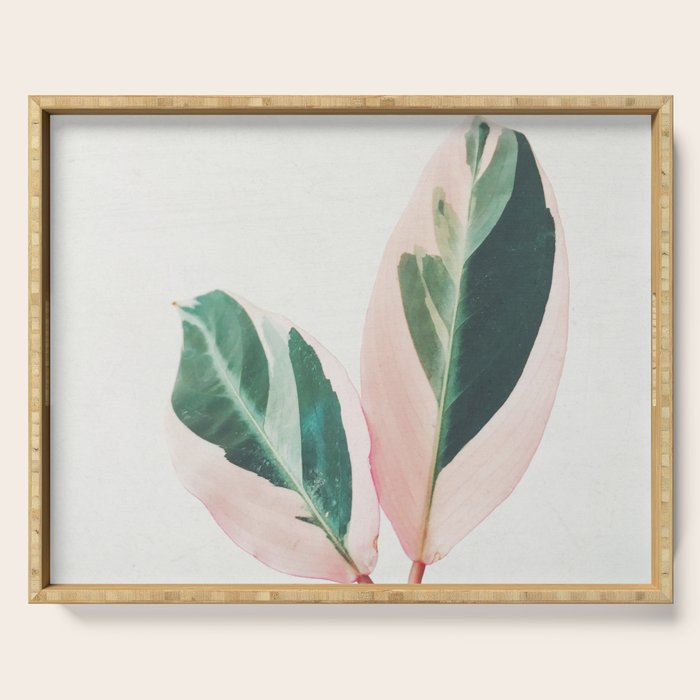 Pink Leaves I Serving Tray Gallery Image 1