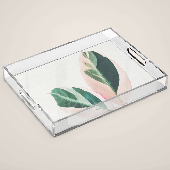 Pink Leaves I Acrylic Tray Gallery Image 1