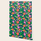 Strawberry Fields - Pink and Blue Wallpaper Gallery Image 2