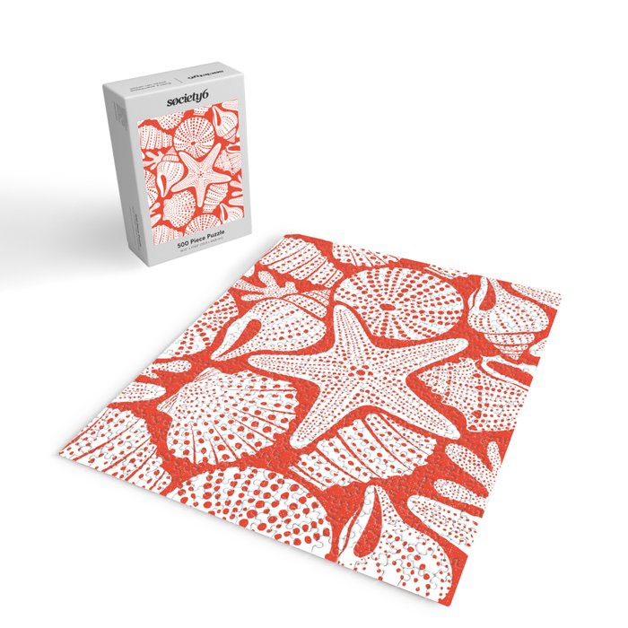 Ocean Floor Nautical Shells Red Jigsaw Puzzle Gallery Image 2