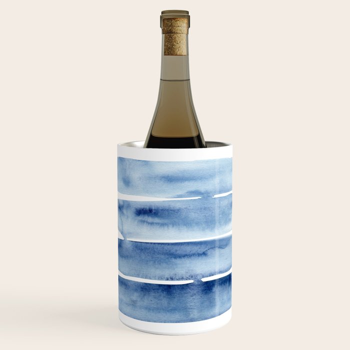 Blue Lines | Watercolor Painting Wine Chiller Gallery Image 1
