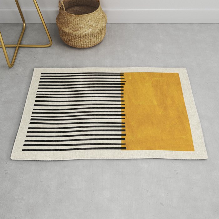 Sunshine Color Field Rothko Inspired Abstract Mid Century Modern Geometric Pattern Rug Gallery Image 1