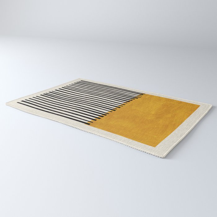 Sunshine Color Field Rothko Inspired Abstract Mid Century Modern Geometric Pattern Rug Gallery Image 3