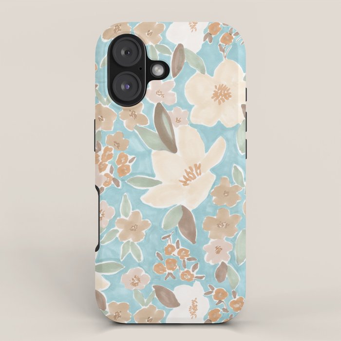 Ditsy Marker Florals - Turquoise iPhone Case Gallery Image 1