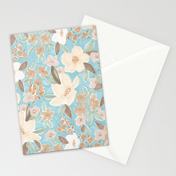Ditsy Marker Florals - Turquoise Stationery Card Gallery Image 2