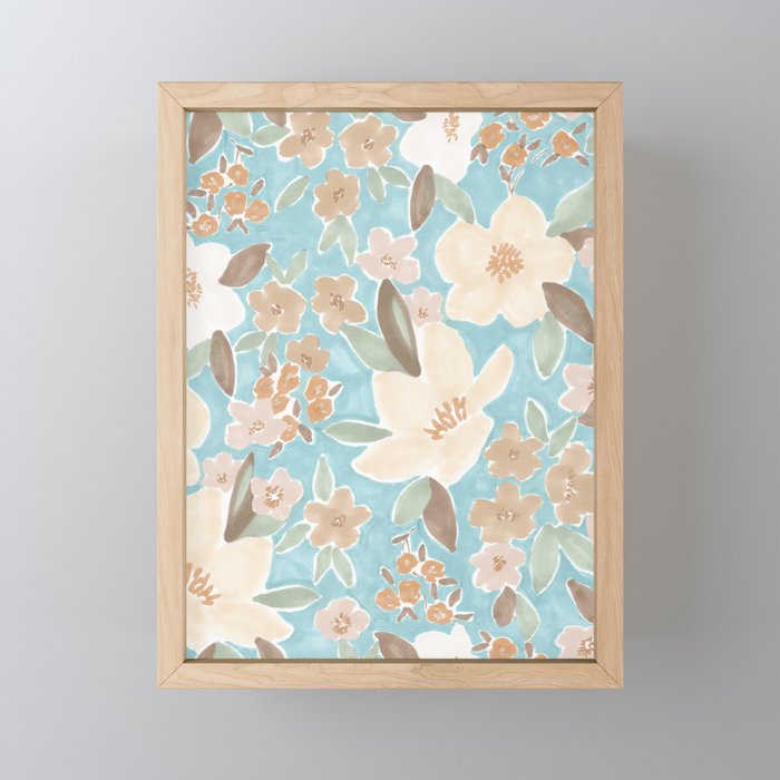 Ditsy Marker Florals - Turquoise Mini Art Print Gallery Image 1