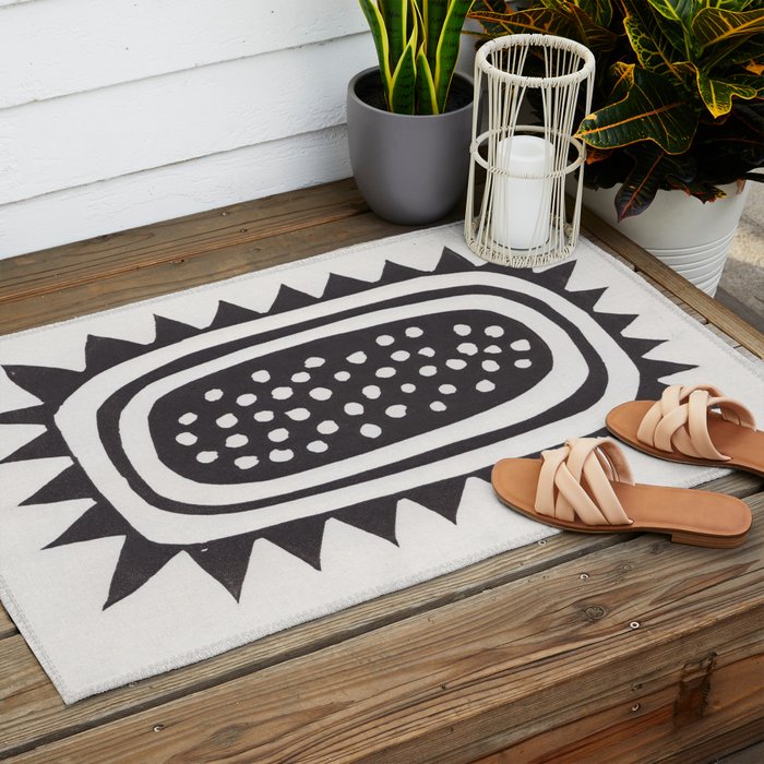 Sunflower / Lino Print Outdoor Rug Gallery Image 2