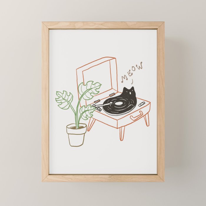 Cat and Plant 78: Vinyl Cat Mini Art Print Gallery Image 1
