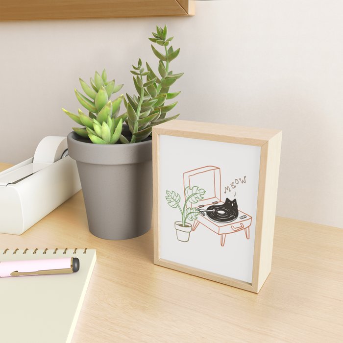 Cat and Plant 78: Vinyl Cat Mini Art Print Gallery Image 2