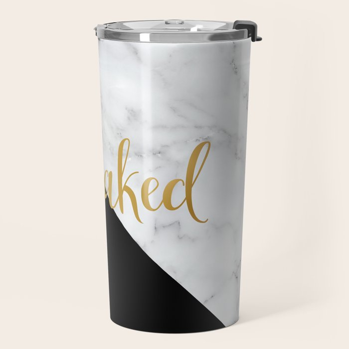 Get Naked, Bathroom Art, Meme, Black and White Marble Travel Mug Gallery Image 2