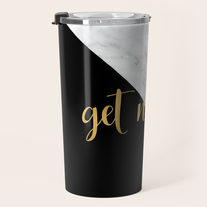 Get Naked, Bathroom Art, Meme, Black and White Marble Travel Mug Gallery Image 3