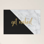 Get Naked, Bathroom Art, Meme, Black and White Marble Welcome Mat Gallery Image 1