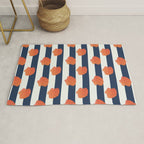 Orange clamshell and navy stripes Rug Gallery Image 1