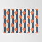Orange clamshell and navy stripes Rug Gallery Image 2