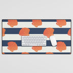 Orange clamshell and navy stripes Desk Mat Gallery Image 1