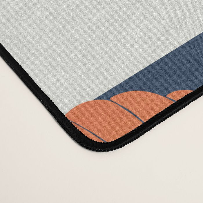 Orange clamshell and navy stripes Desk Mat Gallery Image 4