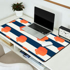 Orange clamshell and navy stripes Desk Mat Gallery Image 2