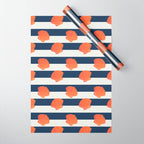 Orange clamshell and navy stripes Wrapping Paper Gallery Image 1