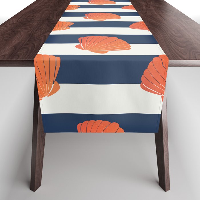 Orange clamshell and navy stripes Table Runner Gallery Image 1