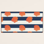 Orange clamshell and navy stripes Desk Mat Gallery Image 3