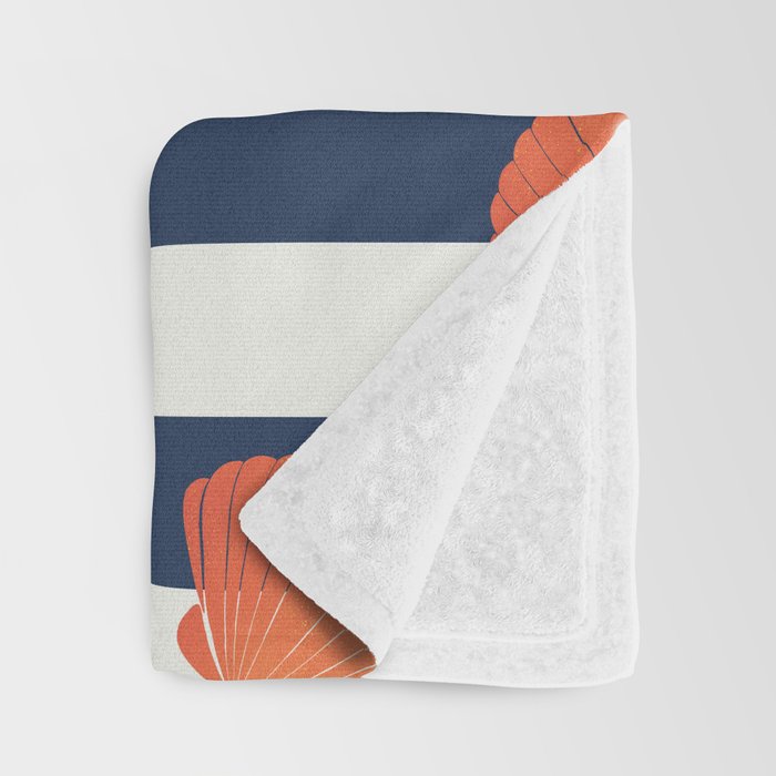 Orange clamshell and navy stripes Throw Blanket Gallery Image 3