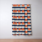 Orange clamshell and navy stripes Window Curtain Gallery Image 3